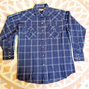 Long sleeve Western Shirt // Pearl Snaps // Large